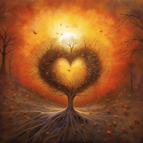 Premium Ai Image Painting Of A Heart Shaped Tree With A Heart Shaped