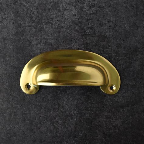 Cato Solid Brass Cup Cabinet Pull Drawer Handle Spruce And Pop