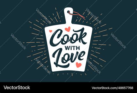 Cook with love wall decor poster Royalty Free Vector Image