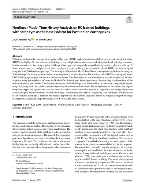 PDF Nonlinear Modal Time History Analysis On RC Framed Buildings With