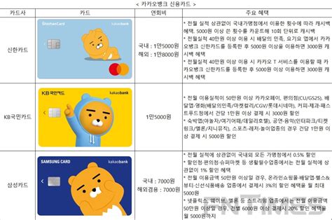 베일벗은 카카오뱅크 신용카드 캐릭터열풍 이을까신한·kb국민·삼성 2030겨냥 혜택 다양 한국금융신문