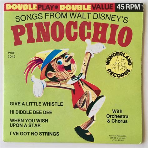 Pinocchio Songs from Walt Disney's 7' Vinyl Record | Etsy