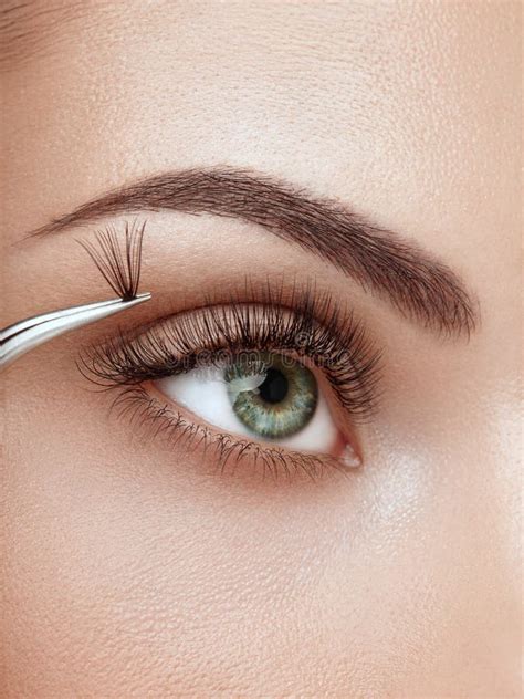 Female Eye with Long False Eyelashes Stock Image - Image of cute ...