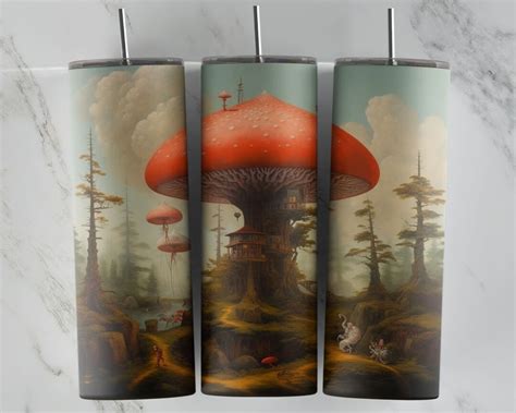 Mushroom House Unzen Skinny Tumbler Design Png Datei Pilz