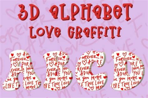 3D Alphabet - Love Graffiti - PNGs Graphic by Mary Kay's Magic ...