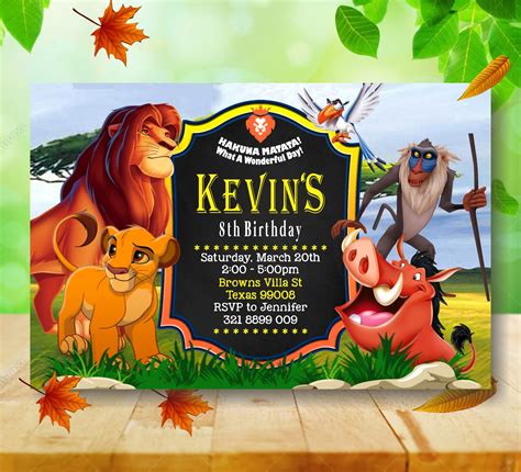 Lion King Birthday Invitationlion King Invitation Cardlion - Etsy