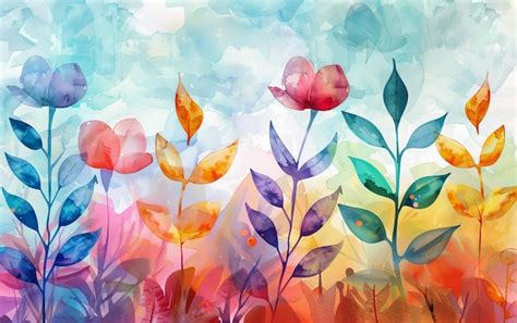 Premium Photo Watercolor Paint Multicolor Flowers As Background