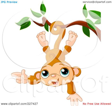 Royalty Free RF Clipart Illustration Of A Cute Baby Monkey Hanging