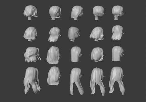 20 Hairstyles Collection 3d Model Turbosquid 1896461