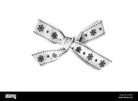 White Christmas Bow With Snowflakes Isolated On White Background Stock