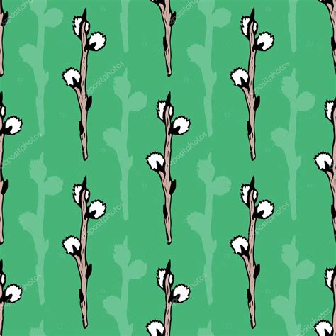 Pussy Willow Branches Background Stock Vector Image By M Ion