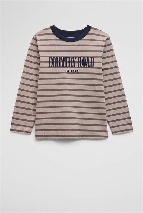 chocolate stripe long sleeve heritage  shirt  logo country road