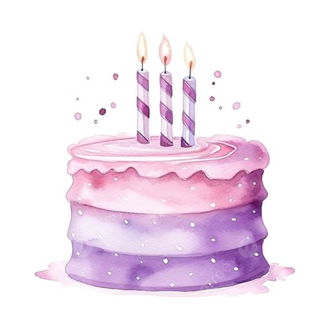 Cute Watercolor Birthday Cake With Candles Cute Watercolor Birthday