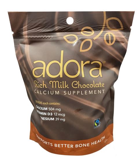 Adora Calcium Supplement Rich Milk Chocolate -- 504 mg - 30 Disks - Vitacost