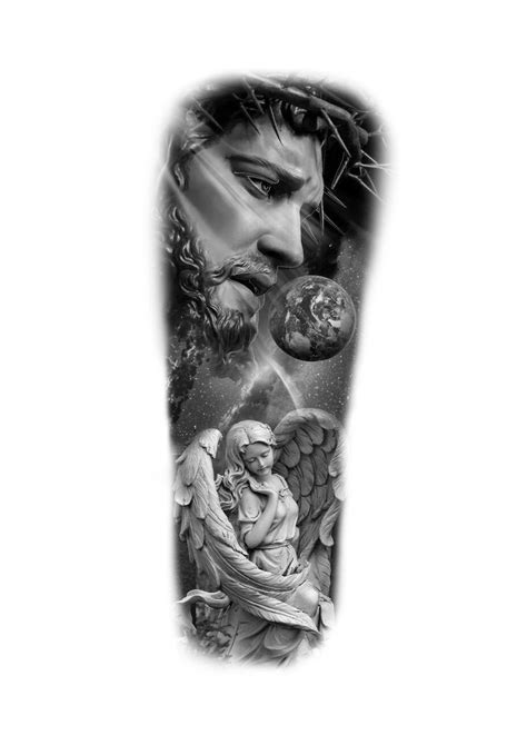 Jesus and angel tattoo design