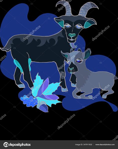 Cute Goat Vector Flat Illustration Isolated White Background Farm