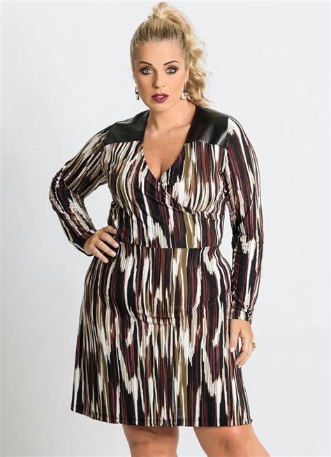 Vestido Manga Longa Estampa Abstrata Plus Size Marguerite