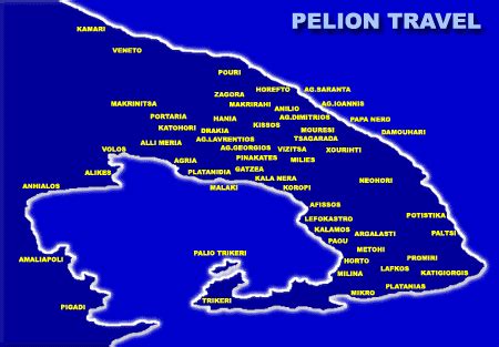 Map of Pelion Greece - Pelion Travel Hotels Pelion