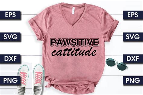 Cat Svg Design Pawsitive Cattitude Graphic By Pingki Studio Creative