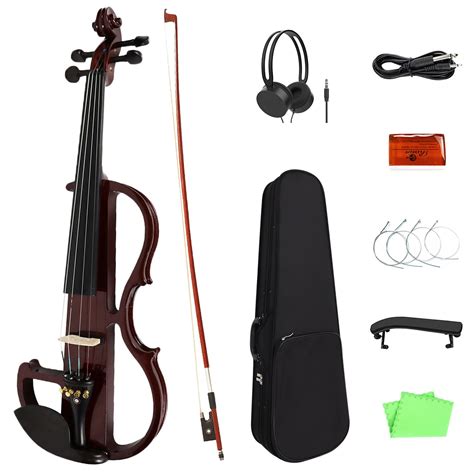 Diorrin Full Size Electric Violin Set 44 Solid Wood Silent Fiddle For