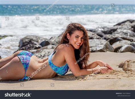 Gorgeous Brunette Bikini Model Lounging On Stock Photo Shutterstock