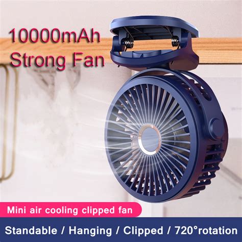 10000mAh Small Clip on Fan,Chargeable Mini Fan Clip Desk Fan 4 Speeds ...