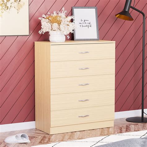 Vida Designs Pine Chest Of Drawers 5 Drawer With Metal Handles