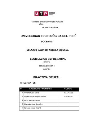 Semana 8 Tarea UNIVERSIDAD TECNOLÓGICA DEL PERÚ Curso Problemas y