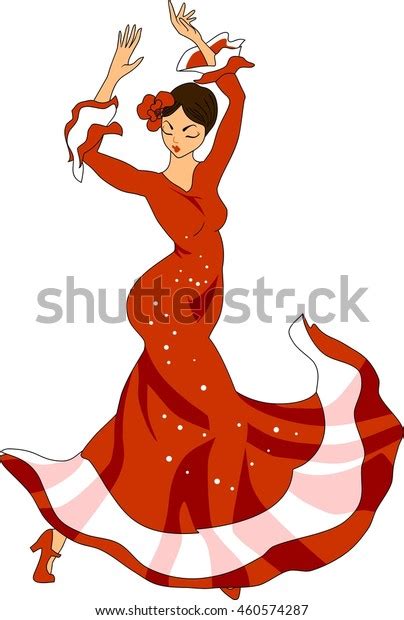 Flamenco Dancer Red Dress Stock Vector Royalty Free 460574287