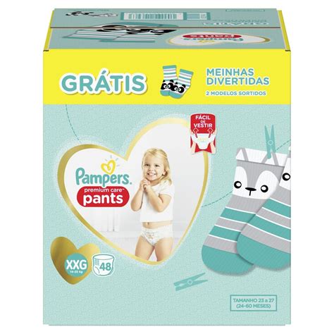 Fralda Pampers Pants Premium Care Xxg 48 Unidades 1 Par De Meias