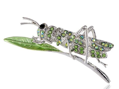 Alilang Synthetic Peridot Green Rhinestone Crystal Insect Grasshopper