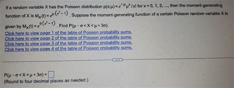 Solved If A Random Variable X Has The Poisson Distribution Chegg