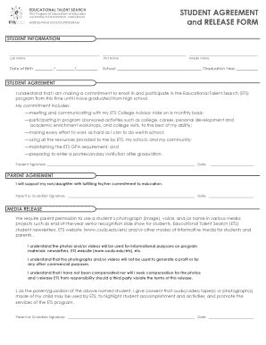 Fillable Online Csulb STUDENT AGREEMENT And RELEASE FORM California