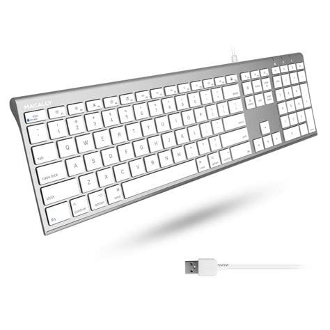 Macally Ultra Slim Usb Wired Computer Keyboard Compatible Apple Keyboard Or