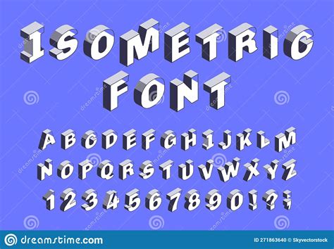 Isometric 3d Font Simple Alphabet With Letters And Numbers Three