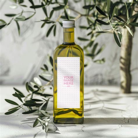 Olive Oil Glass Bottle Label Mockup Generator Mediamodifier