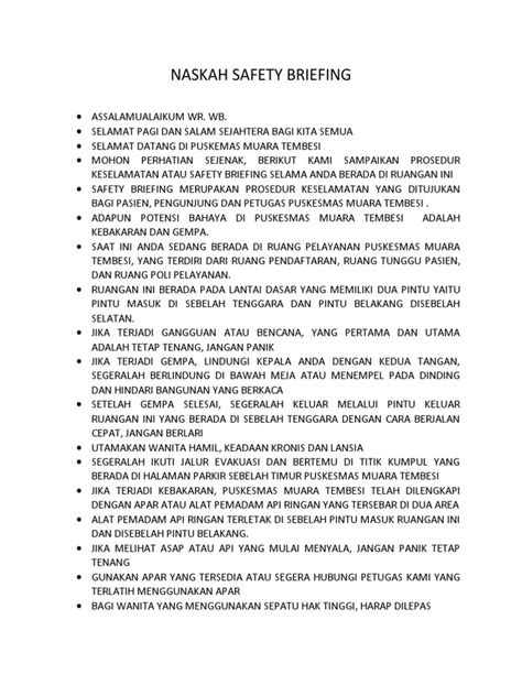 Naskah Safety Briefing Pdf