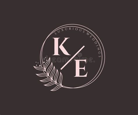 Ke Initials Letter Wedding Monogram Logos Template Hand Drawn Modern