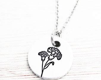 Carnation Birth Flower Necklace Etsy