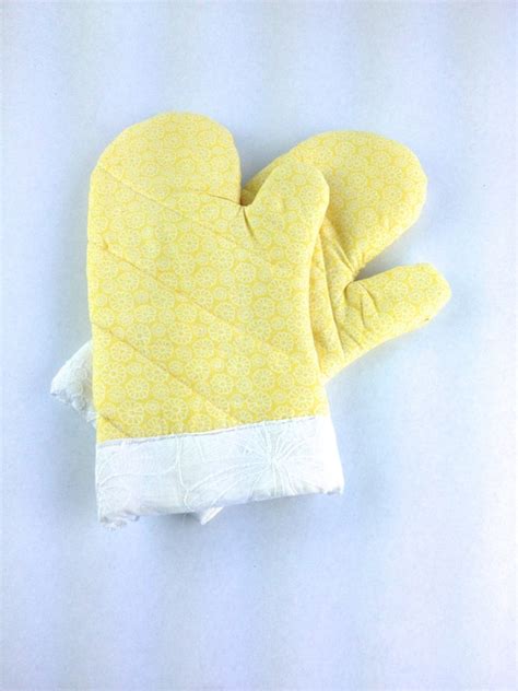 Yellow Oven Mitts Kitchen Accessories Yellow And White