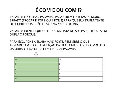 Plano de aula - 2º ano - Revisando o uso do E e do I em final de palavra