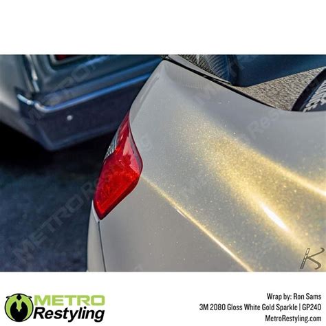 3M 2080 Gloss White Gold Sparkle Vinyl Wrap GP240 Gold Sparkle