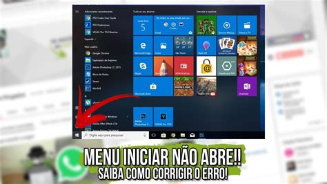 Menu Iniciar N O Abre Saiba Como Corrigir O Erro Youtube