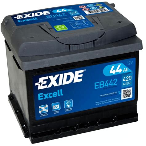 Exide Excell EB442 Battery 44Ah 420A EN 12V Box LB1 207x175x175mm