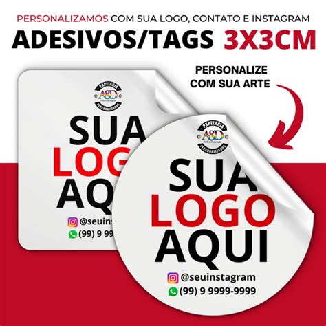 50 Etiquetas Adesivas 3x3cm Personalizadas Com Seu Logo Elo7