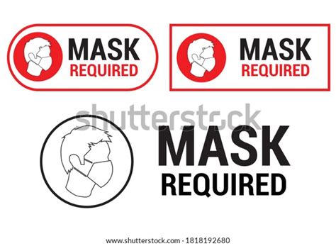 Set Mask Required Warning Prevention Sign Stock Vector Royalty Free