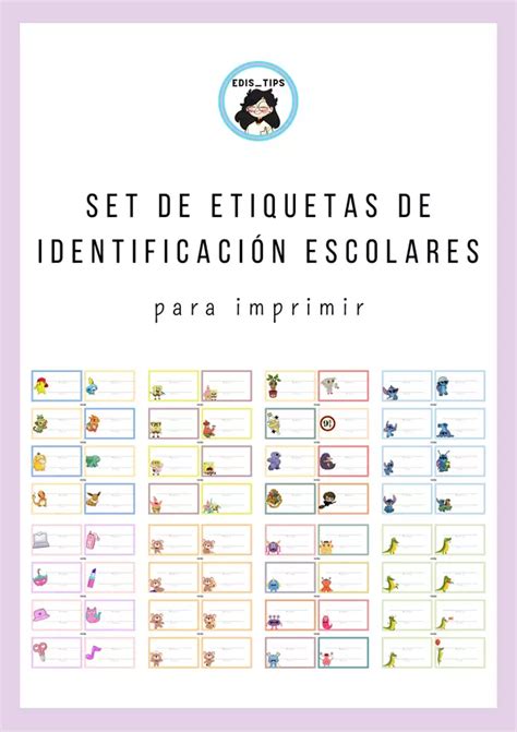 SET DE ETIQUETAS DE IDENTIFICACIÓN PARA IMPRIMIR profe social