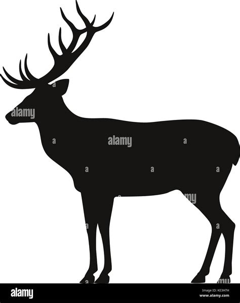 Vector Black Silhouette Horned Deer Icon Side View Stock Vector Art And Illustration Vector Image