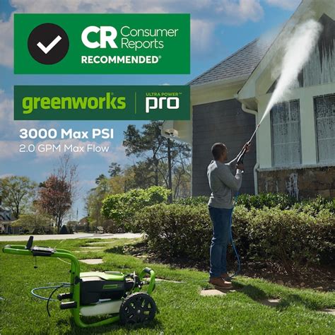 Greenworks 3000 Psi 2 Gpm Cold Water Electric Pressure Washer With 5 Spray Tips Gpw3000fc At