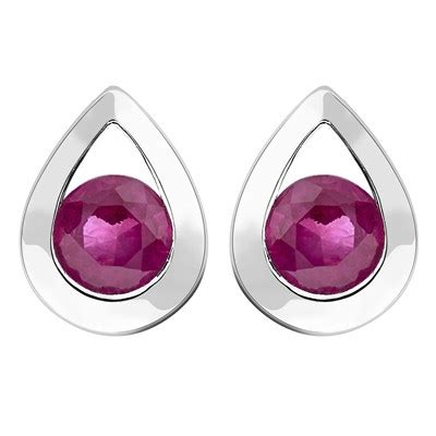 Boucles D Oreilles Brillaxis Or Blanc Goutte Rubis MATY